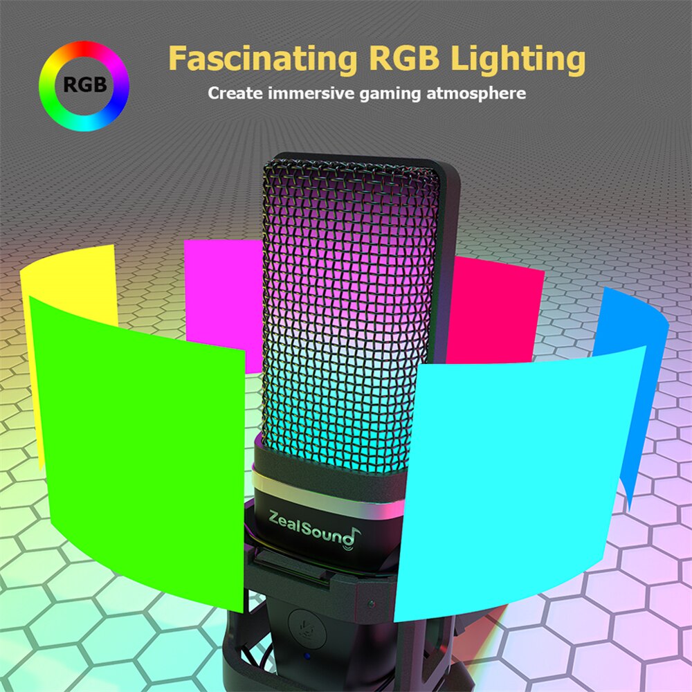 Zealsound RGB Recording Microp - Streaming Mic Condenser 评论和价格