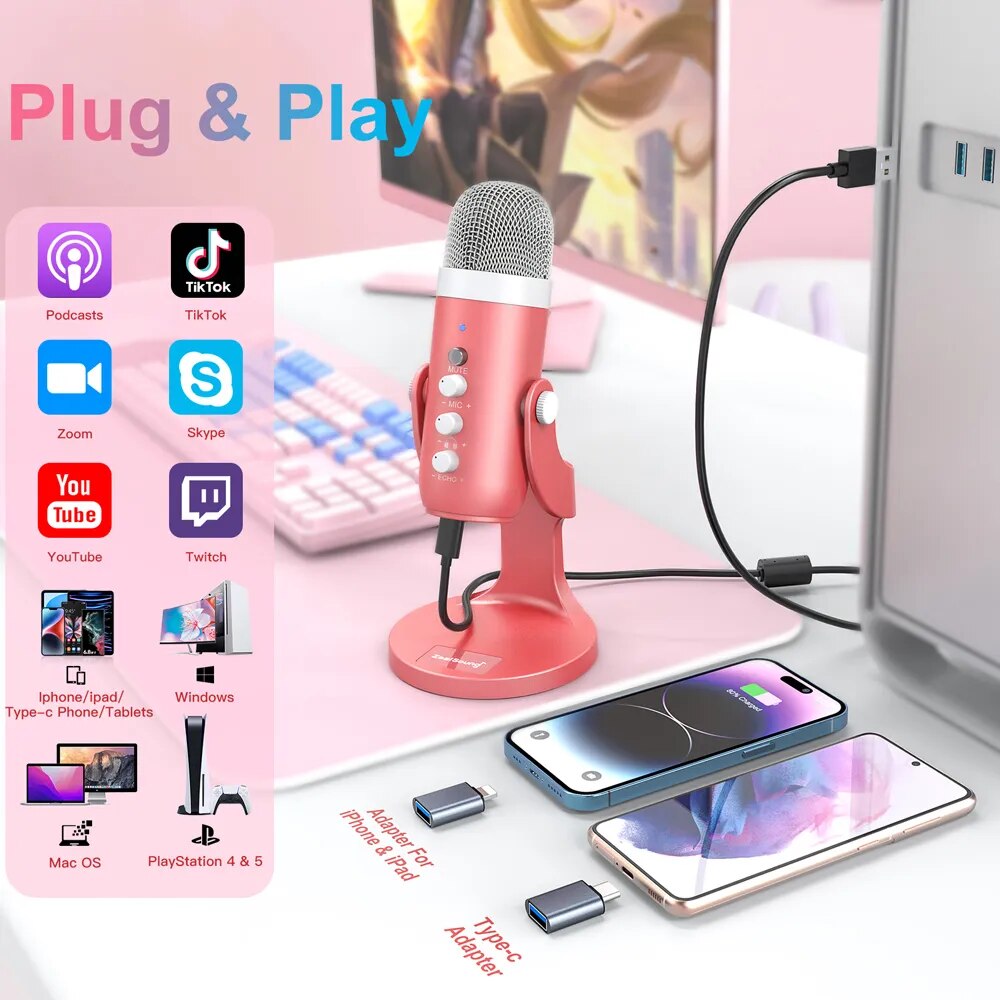 Haomuren USB Condenser Microph - Streaming Mic Condenser 评论和价格
