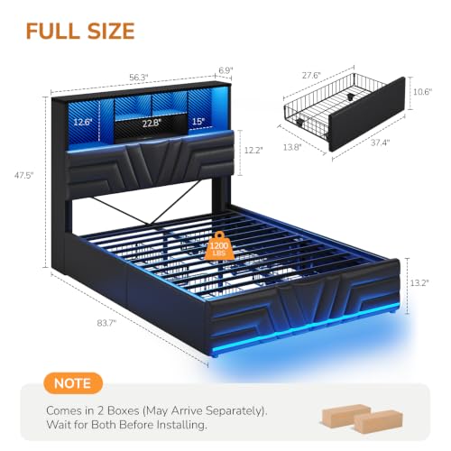 Full Size Bed Frame with 4 Dra - Esports Gaming Bed 评论和价格