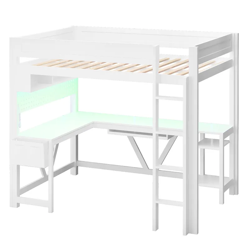 White Gaming Loft Bed with Des - Esports Gaming Bed 评论和价格