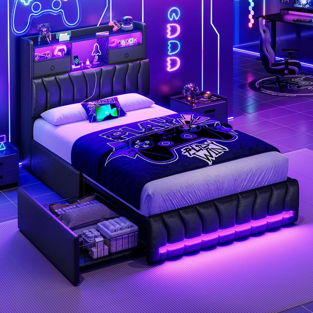 Twin Bed with Storage Board, 2 - Esports Gaming Bed 评论和价格