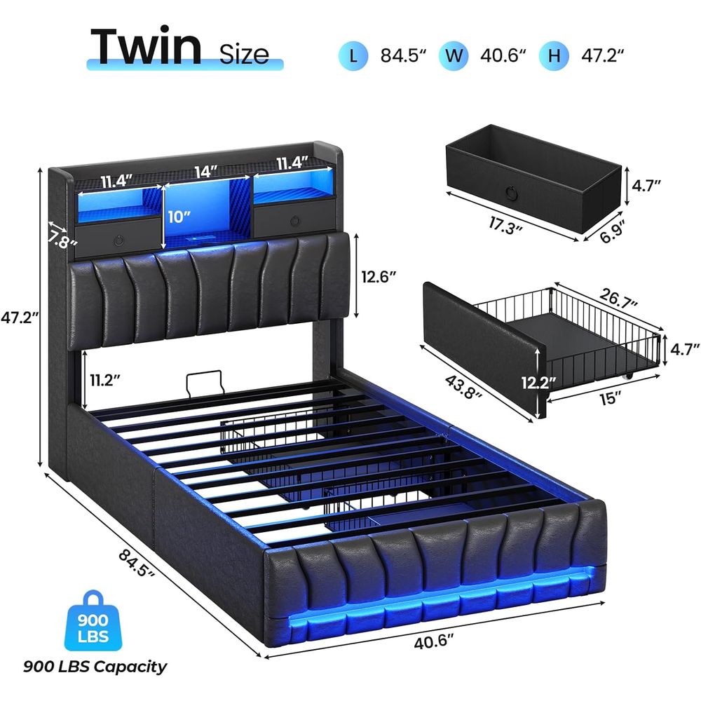 Twin Bed with Storage Board, 2 - Esports Gaming Bed 评论和价格